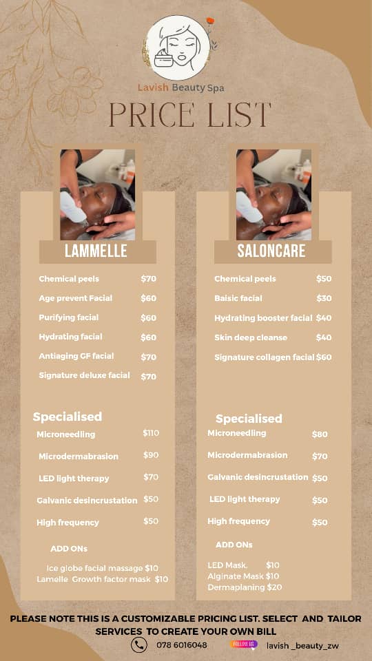 Beauty Services Price